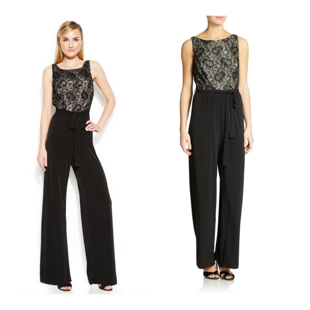 Calvin Klein Lace Top Black Women’s Sleeveless Jumpsuit Size 12 NWT